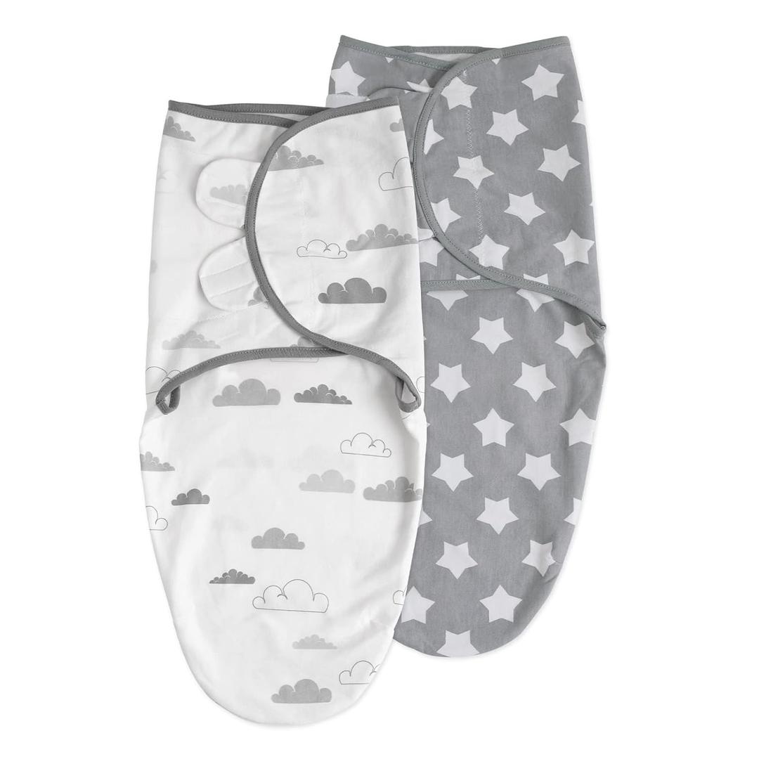 Soarwg Kids Baby Swaddle, Organic Baby Swaddles 0-3 Months, Swaddle Blanket, Swaddle Sack, Adjustable Newborn Infant Swaddle for Boy and Girls, Standard 100 by Oeko-TEX, Gray 2 Pack Small (Gray Skies)