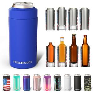 Frost Buddy Universal Can Cooler - Fits All - For Regular 12 & 16 oz or Slim-Size Bottles - Insulated Double-Walled Stainless Steel (Royal)