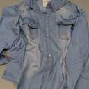 Omoone Women's 3/4 Sleeve Denim Crop Top Tie Knot Shirt Cardigan S