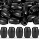 Syhood 60 Pcs Large Hole Wooden Beads 30 x 20 mm Macrame Loose Wood Natural Tube Beads for DIY Hair Craft Making(Black)