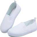 Boy's Girl's Kids White Canvas Shoes for Kids Slip-On Lightweight Sneakers Casual Skin-Friendly Walking Running Shoes(Toddler/Little Kids/Big Kids) 33