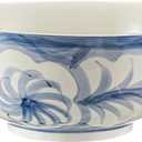 Maxdot Blue and White Bowl 10 x 5 Inch Large Hand Painted Stoneware Decorative Vase Bowl with Floral Chinoiserie Ceramic Design for Kitchen Centerpiece Creative Home Decor