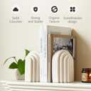 Decorative Bookends for Shelves, Set of 2 Book Ends for Heavy Books, Layered Arch Design Beige Bookend
