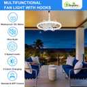 Depuley 20" Outdoor Ceiling Fan with Lights, White Waterproof Gazebo Hanging Fan with Remote App Control, Dimmable Plug in Caged outdoor Ceiling Fans for patios Porch 6-Speeds
