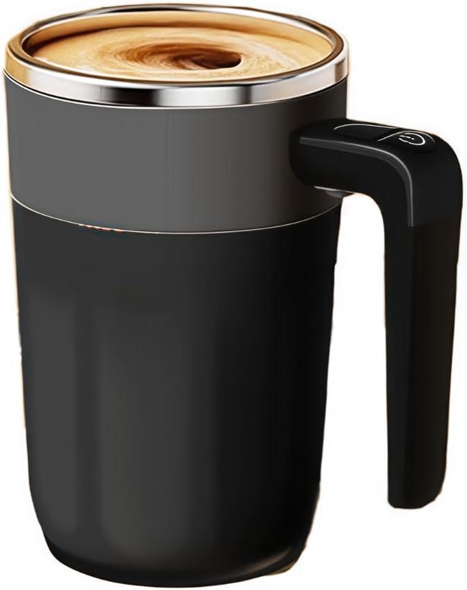 Automatic Magnetic Stirring Coffee Mug New Electric Protein Shaker Bottle Smart Temperature Digital Display Mixing Cup (Black)