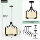 VESPERIX 18" Linen Drum Chandelier, 4-Light Modern Farmhouse Ceiling Light Fixture, Fabric Shade with Acrylic Diffuser, Adjustable Hanging Light for Dining Room, Kitchen, Bedroom