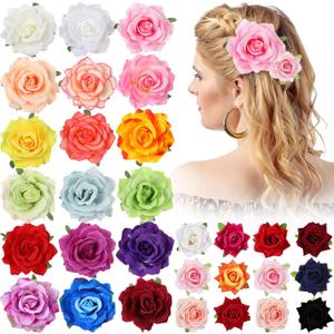 Waydress 30 Packs 2.8 Inch 4 Inch Flower Hair Clip Rose Hair Accessories Floral Hairpin Brooch Flowers Pin Brooch for Bridal Headpiece Accessories Wedding(30 Colors)