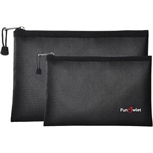 Fireproof Safe Money Document Bags - 2 Pack 13.4" x 9.8" and 10.6" x 6.7" Waterproof Zipper Bag, Fire & Water Resistant Storage Organizer Pouch for A4 A5 Documents Holder,File,Cash,Passport,Tablet