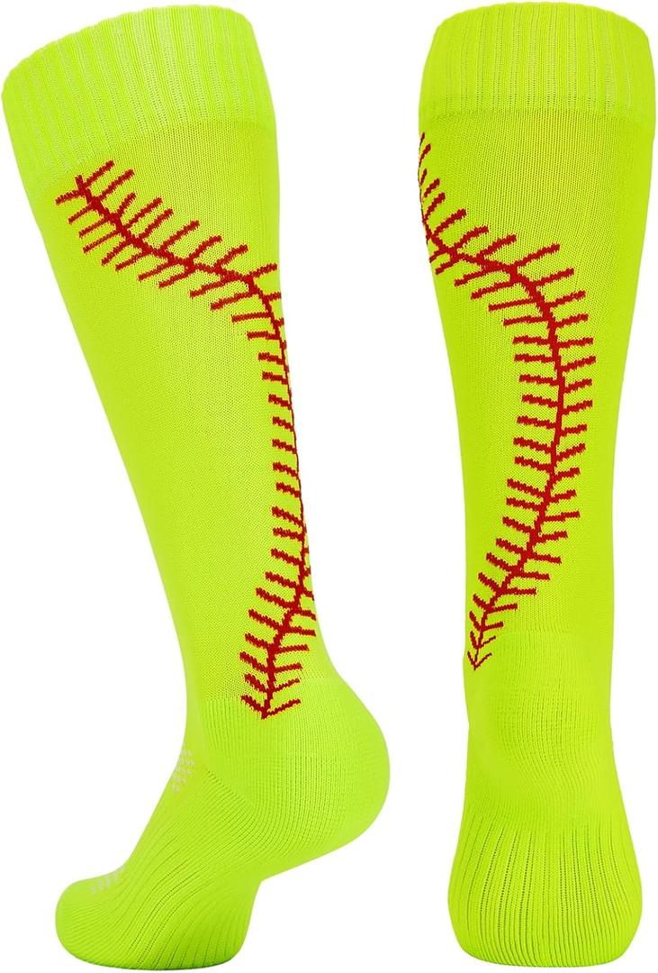 Century Star Softball Baseball Socks for Women Girls Youth Multi-sport Athletic Socks (X-Small, Neon Yellow)