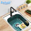 Silicone Sink Protector for Kitchen Bathroom Sink, 2 Pack 13.58"x 11.6" Heat-resistant Mat, Non-Slip and Durable Silicone Protectors, Center Drain (Green)