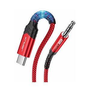 USB C to 3.5mm Audio Aux Jack Cable[3.3ft], JSAUX USB Type C to 3.5mm Headphone Stereo Cord Car Compatible with iPad Pro 2018 Google Pixel 2 3 XL, Samsung Galaxy S21 S20 Ultra Note 20 10 Plus-Red
