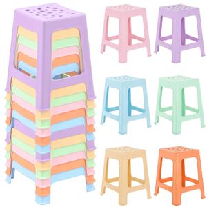 Leinuosen 6 Pcs Plastic Stool for Classroom 17.32 Inch Stackable School Stools Modern Portable Nesting Chair School Home Office (Pastel)