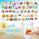 50 Set Hawaiian Plastic Cups with Lids and Straws 16oz Summer Tropical Clear Disposable Iced Coffee Cup Bulk with Stickers Luau Theme Party Supplies for Birthday Pool Beach Decorations, about 16 oz / 500 ml