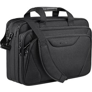 KROSER Laptop Bag Premium Laptop Briefcase Fits Up to 17.3 Inch Laptop Expandable Water-Repellent Shoulder Messenger Bag Computer Bag for Travel/Business/Men/Women-Black