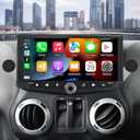 10.88 Inch Car Radio for Jeep Wrangler JK 2007-2018 Upgrade Stereo 8Core 4G+64G Head Unit with CarPlay Tesla Style Touch Screen Android Auto Bluetooth FM AM GPS Phone Holder Backup Camera