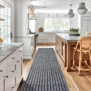 Custom Sizes Runner Rug 2'x6'Indoor Outdoor Utility Carpet,Area Rugs with Non Slip Rubber Backing for Hallway Kitchen Entryway Balcony Garage Stair Laundry (Stripe-gray)