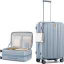 Hanke 24 Inch Expandable Luggage Top Opening Checked Bag Luggage Hard Shell Suitcases with Wheels Lightweight Travel Luggage Medium Suitcase with Lock for Woman Men-Grey