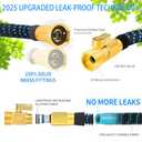 200 ft Expandable Garden Hose w/10 Functions Spray Nozzle, Water Hoses with 3/4" Solid Brass Connector, Flexible Lightweight Hose Expanding Water Pipe for Car Washing, Gardening, Black/Blue
