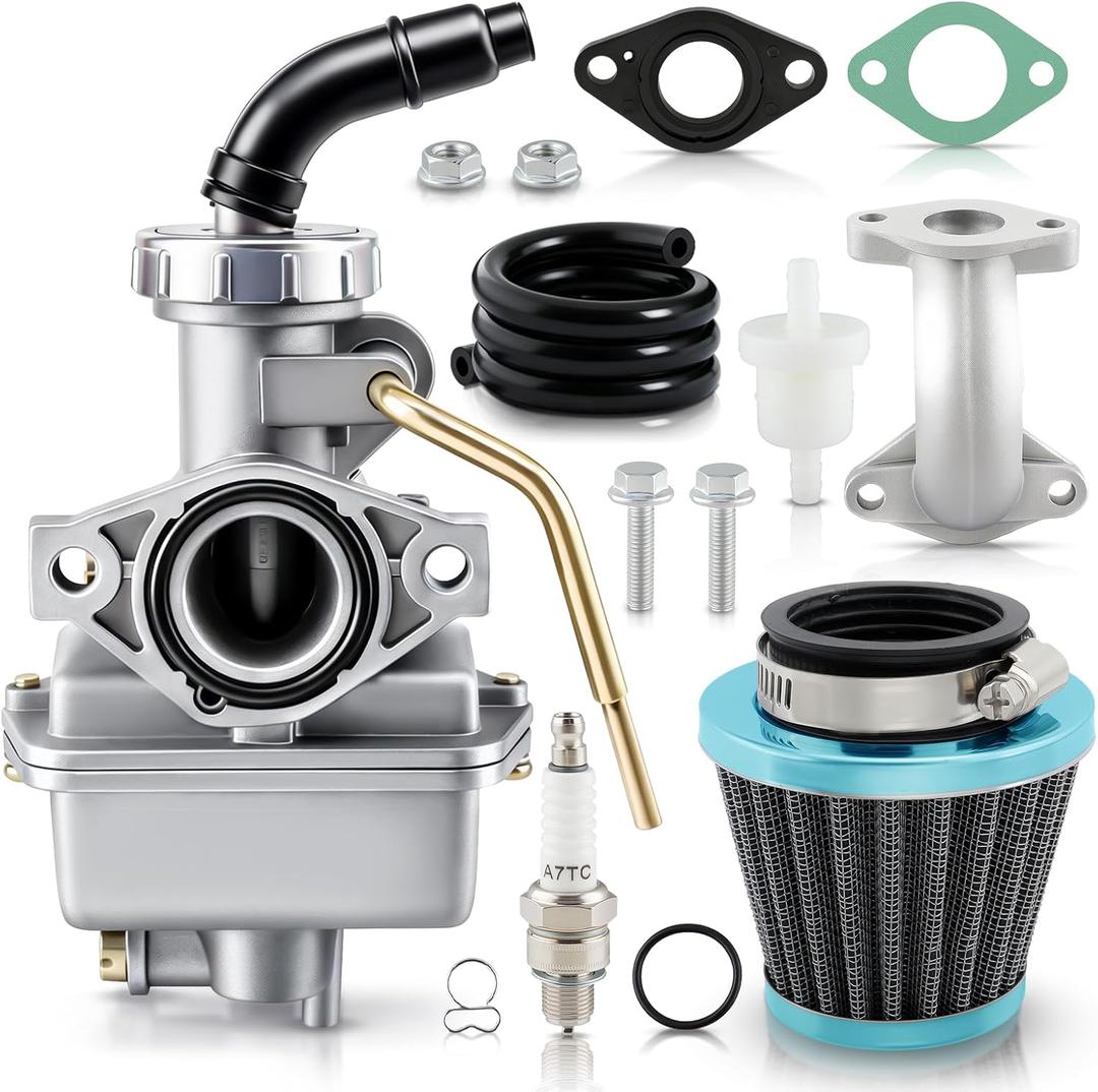 AUTOKAY PZ20 Carb Carburetor 49cc 70cc 90cc 100cc 110cc 125cc Coolster NST for Chinese ATV Quad Go kart 4 strokeSUNL TAOTAO JCL for Honda CRF50F XL75 CRF80F XR50R Carb with Gasket Air Filter