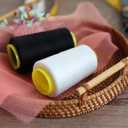 2 x Black & White Sewing Thread, 8PCS 40S/2 3000 Yard Spool Serger Thread, All Purpose Polyester Thread Serger Thread Cones