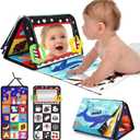 URMYWO Tummy Time Toys - Black and White High Contrast Baby Toy for Newborn - Baby Visual Stimulation Mirror - Montessori Sensory Crinkle Toy for Infant 0-3-6-12 Months - Boy Girl Shower Gifts