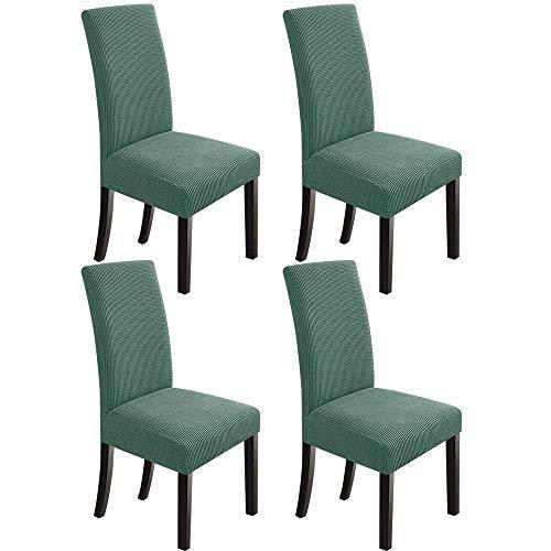 NORTHERN BROTHERS Dining Chair Covers Stretch Chair Slipcovers, 4 Pack Slip Covers for a Dining Chair Removable Washable Parsons Kitchen Chair Covers, Dark Cyan