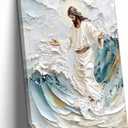Abstract Jesus Walking On Water Canvas Wall Art Modern Religious Oil Painting Wall Decor Christian Gift Bible Verses Picture Print for Bedroom Living Room Modern Christian Poster Decoration Frame