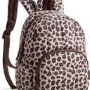 BAGSMART Mini Backpack for Women, Lightweight Puffer Small Backpack Purse, Quilted Casual Travel Daypack, Cute Water-Resistant Bookbag for Daily, Leopard, 9.4 x 4.7 x 12.2 inches