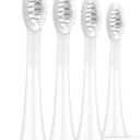 ORDO Replacement Sonic Toothbrush Heads with Pulse Technology for Teeth Cleaning, Plaque Removal, Silicone Polishing, Deep Clean Bristles, Adults, Pack of 4, White Silver