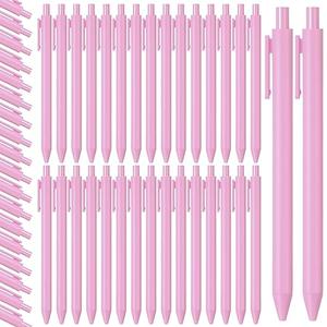 Fulmoon 50 Pcs Ballpoint Pens Bulk Retractable Comfortable Writing Pens Cute Christmas Back to School Supplies in Medium Point 1.0 mm for Teacher Student Baby Shower (Light Pink)