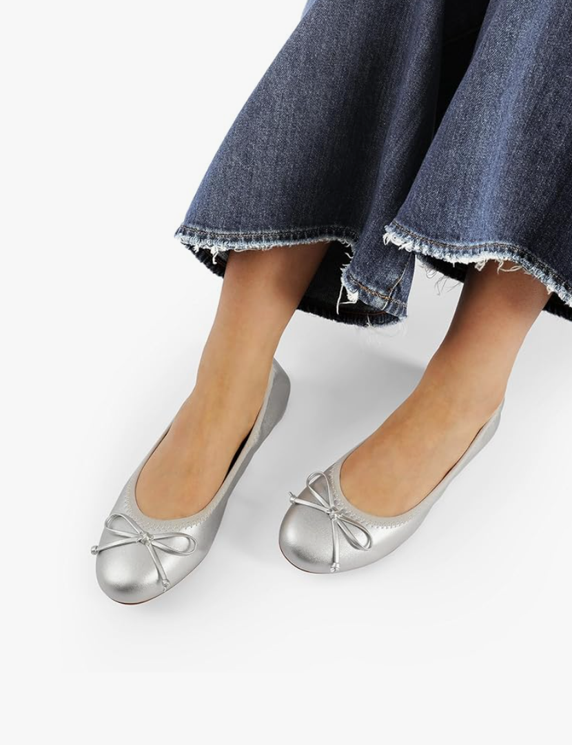DREAM PAIRS Women's Flats, Foldable Ballet Flats for Women, Bowknot Round Toe Comfort Light Weight Slip-On Dress Shoes, Size 7,5