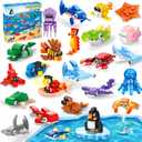 DULEFUN 25pcs Building Blocks Bricks Party Favors Toys for Kids Marine Animals Block for Classroom Prizes Birthday Gift Halloween Christmas Valentine Easter Favor for Boy Girl Ages 6+