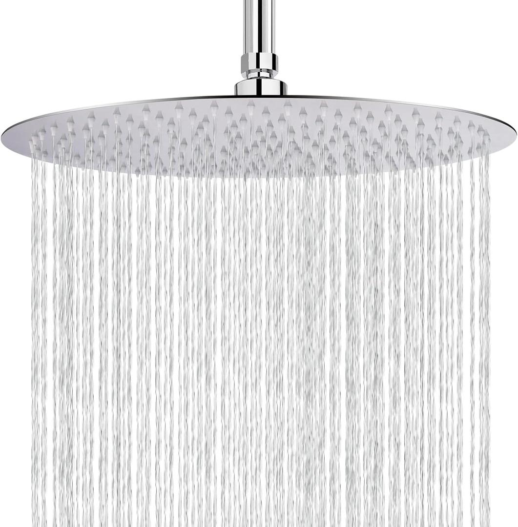 NearMoon Rain Shower Head, Ultra-Thin Design-Pressure Boosting, Awesome Some Experience, High Flow Stainless Steel Rainfall Head (16 Inch, Chrome Finish)
