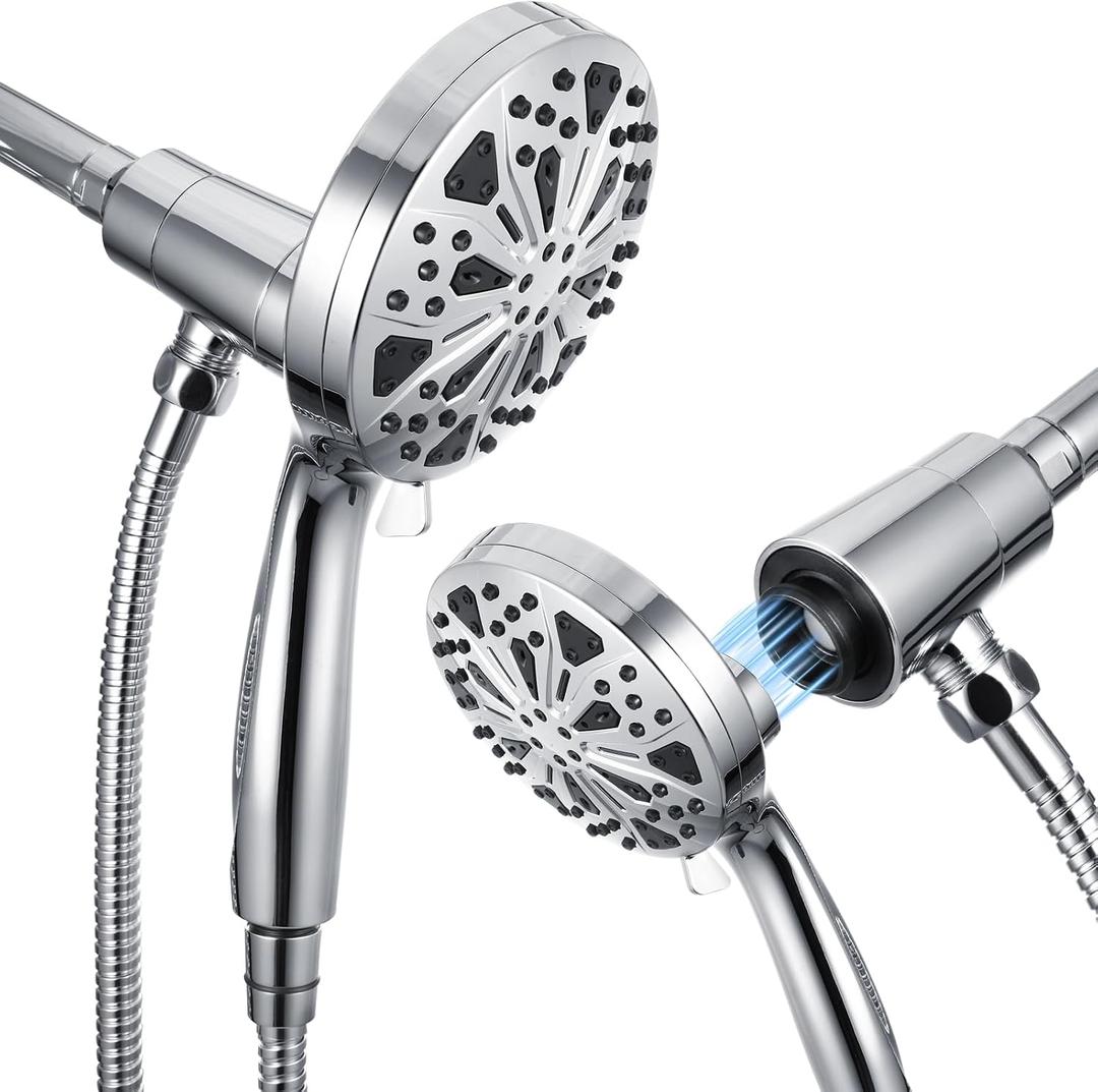 Shower Head with handheld, 10 spray, Magnetic Shower Head, High Pressure Handheld Shower Head, Adjustable Bracket, Built-in Pause Mode & Power Wash, Showerhead with 60" LeakProof Hose, 1.8 GPM