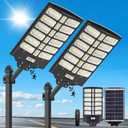 2 Pack Solar Street Lights Outdoor - 8000w Solar Lights Outdoor Waterproof Motion Sensor, 7000K Commercial Parking Lot Lights Dusk to Dawn, LED Street Lights Solar Powered Heavy Duty for Yard, Outside