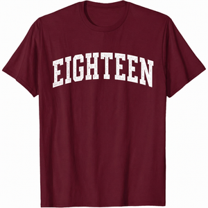 Eighteen Minimalist 18th Birthday Design 18-Year-Old T-Shirt, Size 2Xl