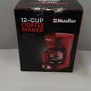 MELLERHOME 12-Cup Red Coffee Maker - Perfect for Home or Office, Borosilicate Carafe, Auto-Off, Reusable Filter, Anti-Drip, Keep-Warm Function, Clear Water Level Window, Red Kitchen Accessories