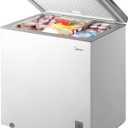 Midea MERC07C4BAWW Chest Freezer, 7.0 Cubic Feet Freezer With Removable Basket, Interior LED Light, Adjustable Temperature, For Kitchen Apartment Office, White