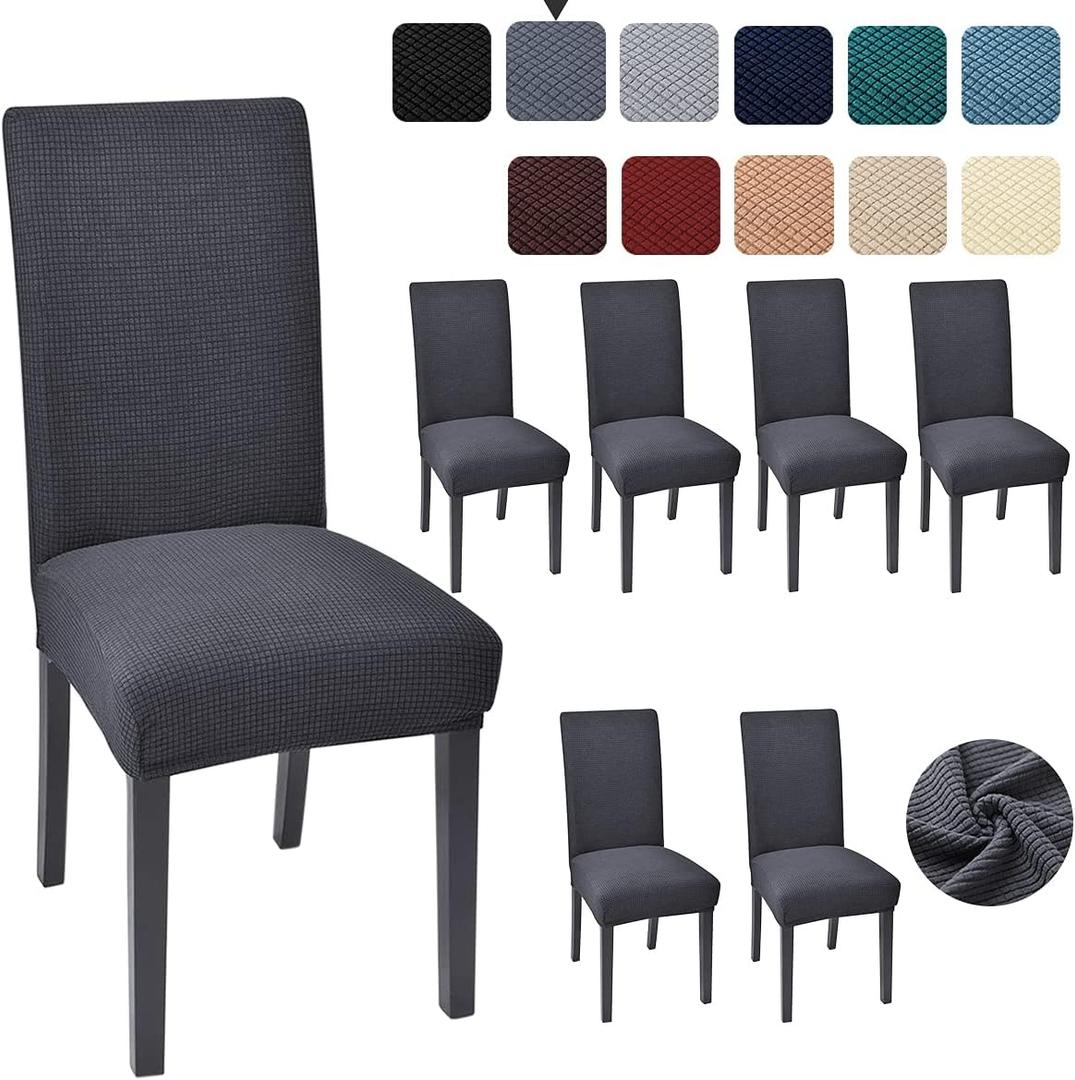 Aertiavty Chair Covers for Dining Room 6 Pack, Dining Room Chair Seat Covers Chair Slipcover Parsons Chair Covers, Grey