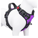 PHOEPET No Pull Dog Harness Medium Reflective Front Clip Vest with Handle,Adjustable 2 Metal Rings 3 Buckles,[Easy to Put on & Take Off](M, Purple)