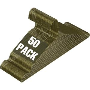 Wire Hangers 50 Pack, Metal Wire Clothes Hanger Bulk for Coats, Space Saving Metal Hangers Non Slip 16.7 Inch Ultra Thin, for Standard Size Suits, Shirts, Pants, Skirts-Bronze