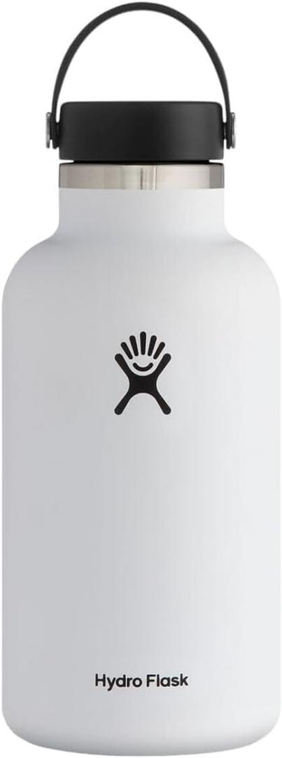 Hydro Flask Water Bottle - Insulated Stainless Steel - Wide Straw Lid, Non Spill, Leakproof in 40 Oz, White