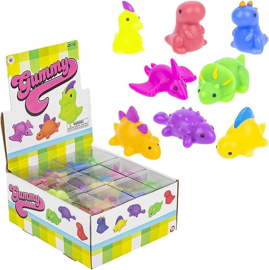 Kids Dino Gummies Squishy Animal Toys, Fun Mini Kawaii Squishies for Kids and Adults, Great Party Favors, Stress Relief Toys and Fidget Toy, Super Soft Mochis (Dinosaur 12 Pieces)