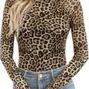 iGENJUN Lace Long Sleeve Shirts Floral Mesh Mock Neck Going Out Tops for Women Business Casual Fashion Fall Outfits 2025 size L