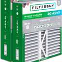 Filterbuy 20x20x5 Air Filter MERV 8 Essential Dust & Allergy Defense (2-Pack), Pleated HVAC AC Furnace Filters for Honeywell FC100A1011, Lennox X0585, and More (Actual Size: 19.63 x 19.88 x 4.38)