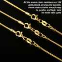 TecUnite 24 Pack Gold Snake Chain Necklace Chains with Lobster Clasps Gifts DIY for Jewelry Making, 1.2 mm