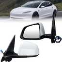 Driver Side Mirror Compatible with Tesla Model Y 2020-2024 Heated Memory Power Folding Left Mirrors Replacement 1594111-00-C White 13 Pins