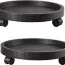2 Pack of 11 Inch Planter Caddies Rolling Saucer Caddy with Wheels, Heavy Duty Wheeled Stand for Potted Plant, Round Coaster Roller Base Tray with Casters, Flower Pot Dolly Holder for Indoor Outdoor (Brown)