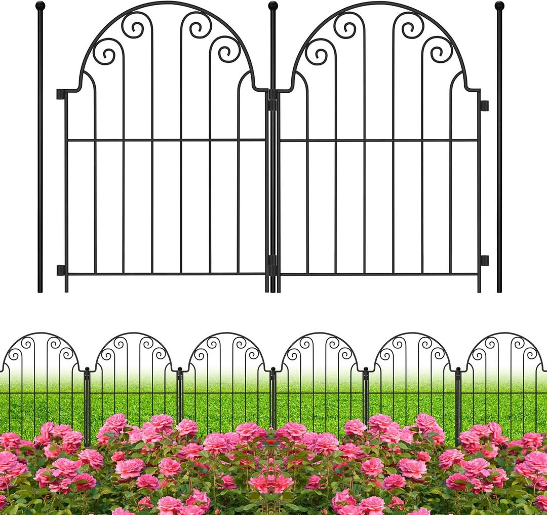Decorative Garden Fence 10 Panels, No Dig Rustproof Metal Fencing 11ft Long Animal Barrier Border for Dog, Garden Fencing for Outdoor Patio Lawn Yard Flower Bed (17in(H) x 10.5ft(L)-10P)