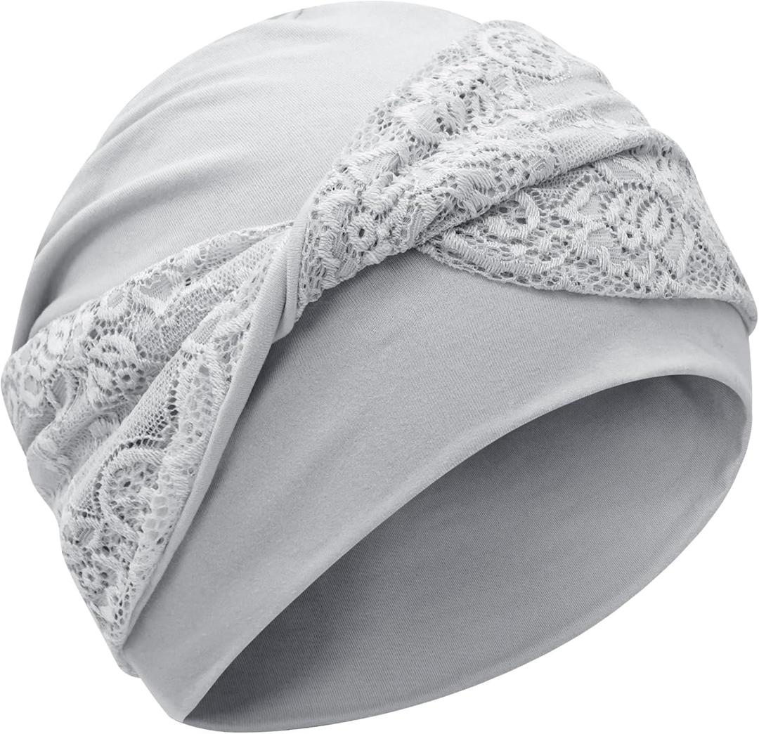 XYIYI Knot Chemo Headwear for Women's Cancer Patients, Stretchy Chemotherapy Headwraps Beanie Hats (Light Gray)